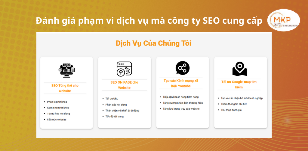Đánh giá phạm vi dịch vụ mà công ty SEO cung cấp